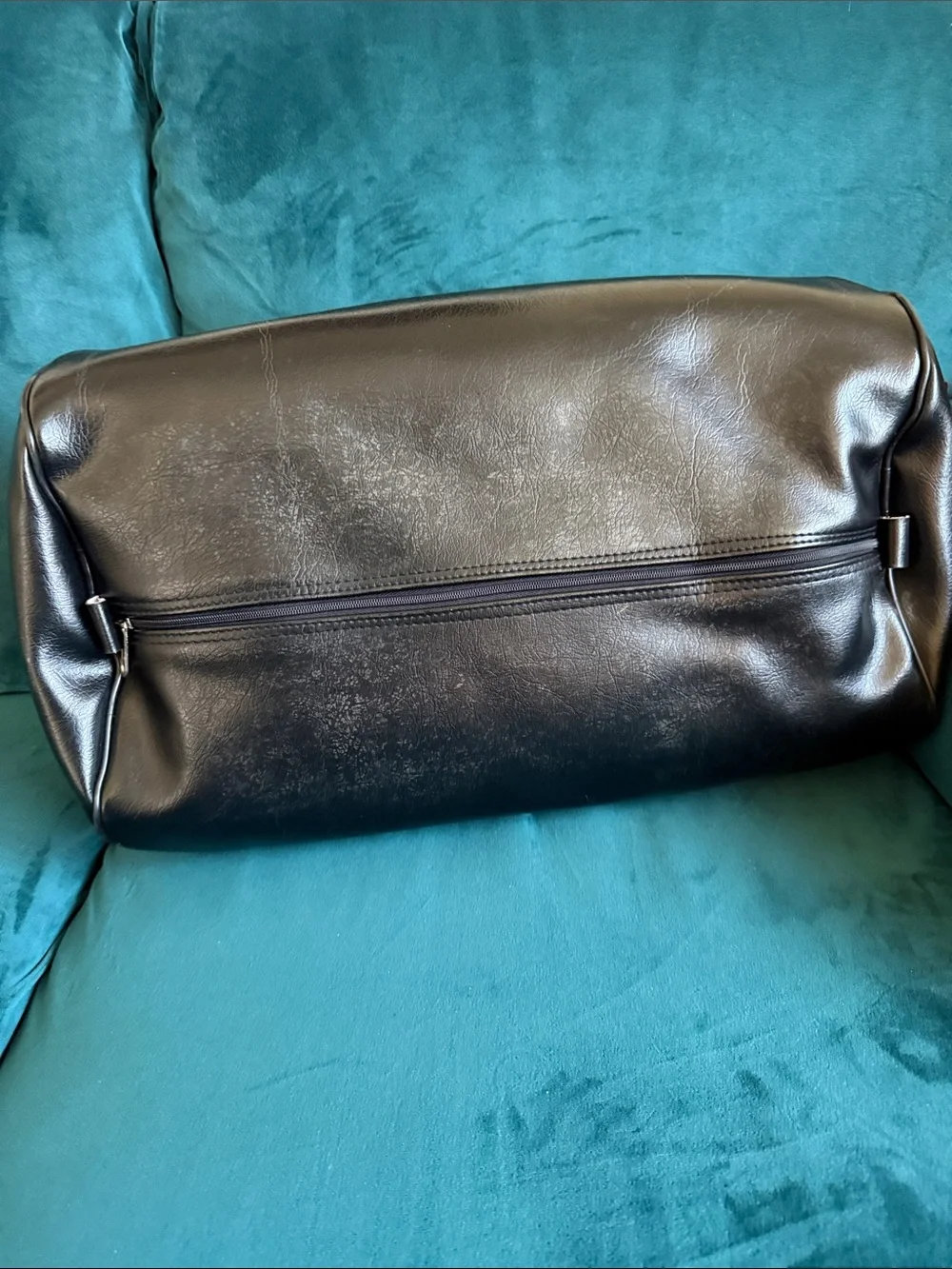 POLICE  Black and White Duffel Bag with Bold Lettering